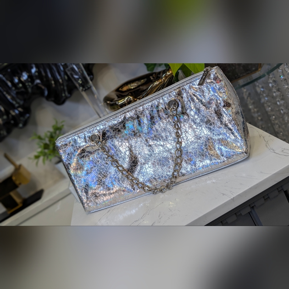 Icewear Insulated Metallic Silver Holographic Wine Cooler Purse